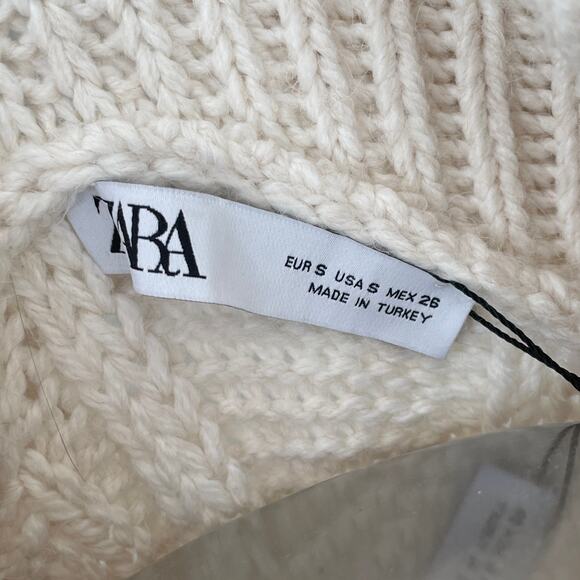 ZARA KNIT COAT / COATIGAN KNIT LONGLINE SWEATER COAT ECRU - Picture 12 of 13